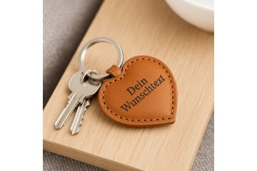 Leder HERZ Schlüsselanhänger mit Gravur | Braun | kostbar & liebevoll