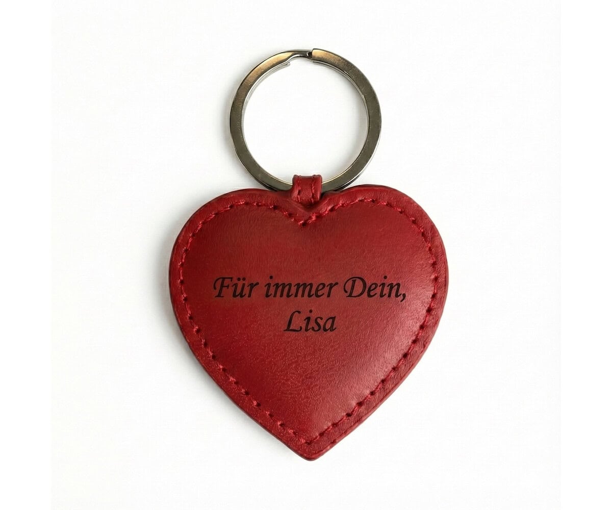 Leder HERZ Schlüsselanhänger mit Gravur | Rot | kostbar & liebevoll