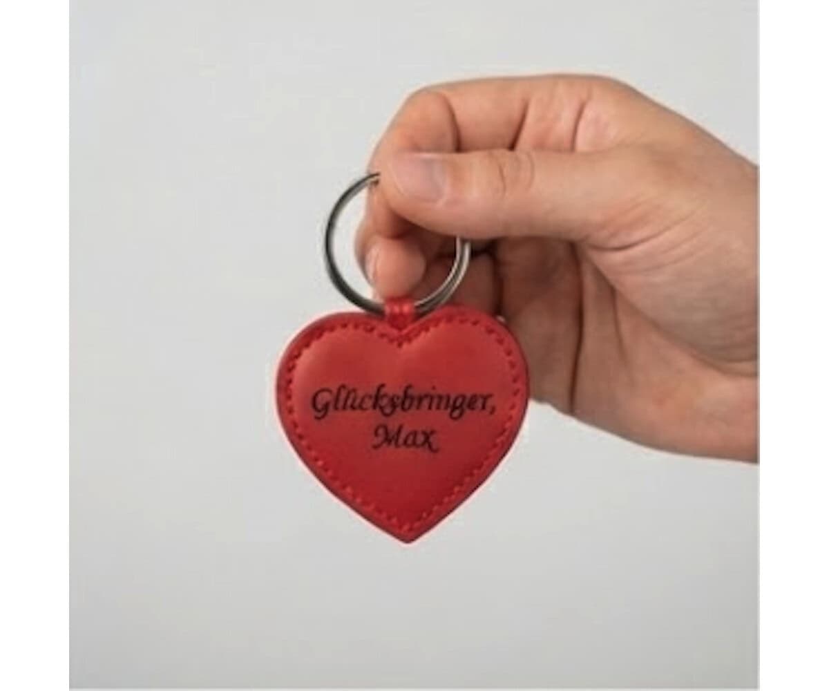 Leder HERZ Schlüsselanhänger mit Gravur | Rot | kostbar & liebevoll