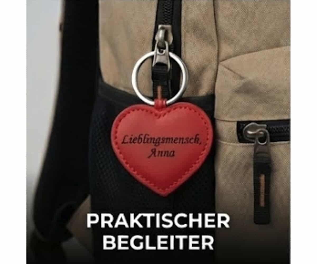 Leder HERZ Schlüsselanhänger mit Gravur | Rot | kostbar & liebevoll