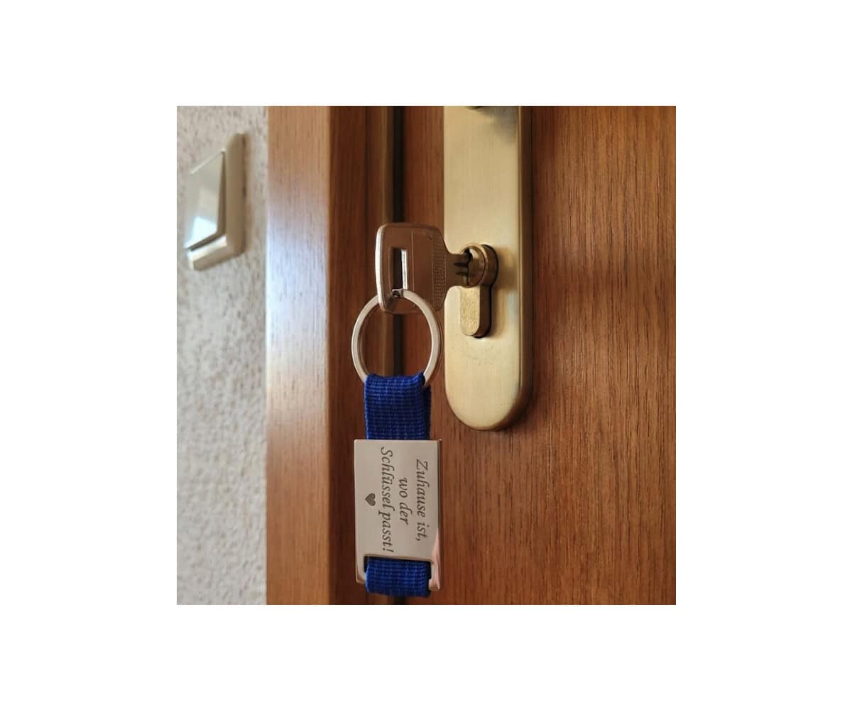 Schlüsselanhänger mit Gurtband - blau