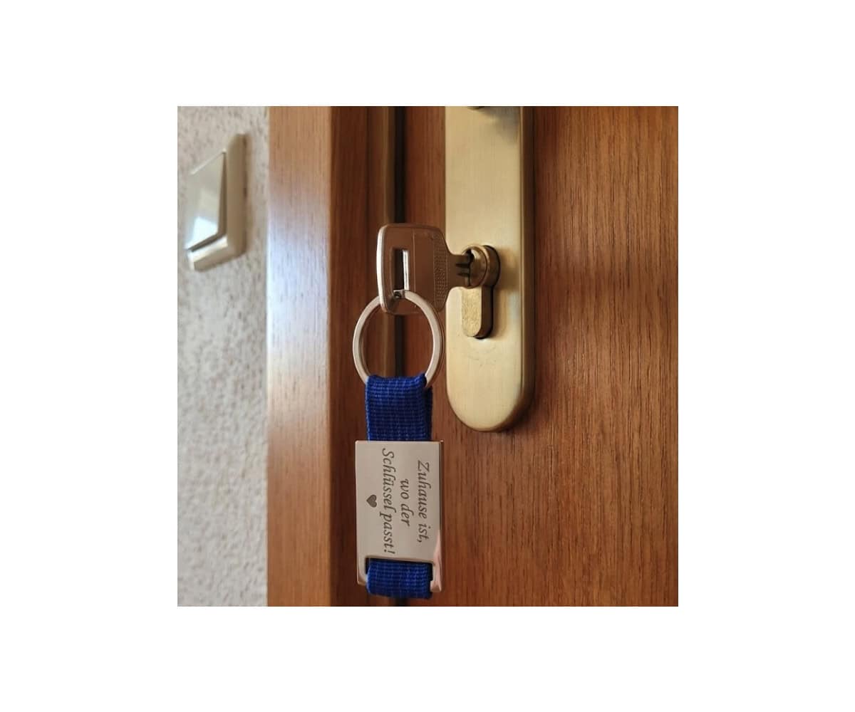 Schlüsselanhänger mit Gurtband - blau